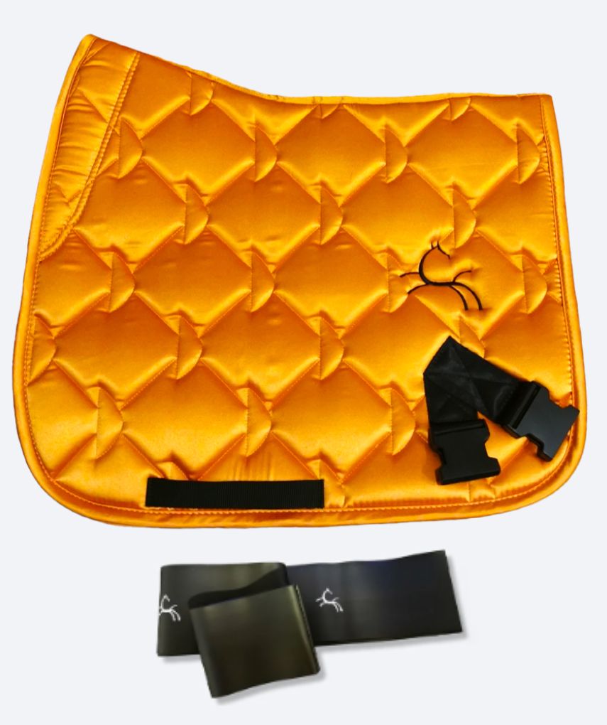 Orange horse saddle pad with elastic training bands – CORE by D Complete Set